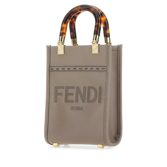 FENDI Dove Grey Leather Mini Sunshine Handbag - Picture 2 of 2